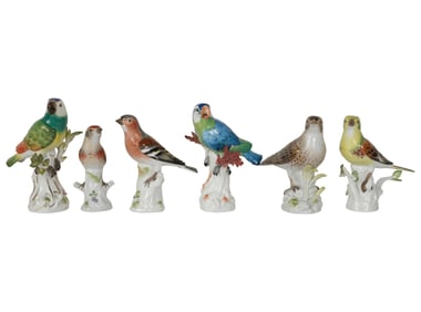 Six Meissen Porcelain Bird Figures