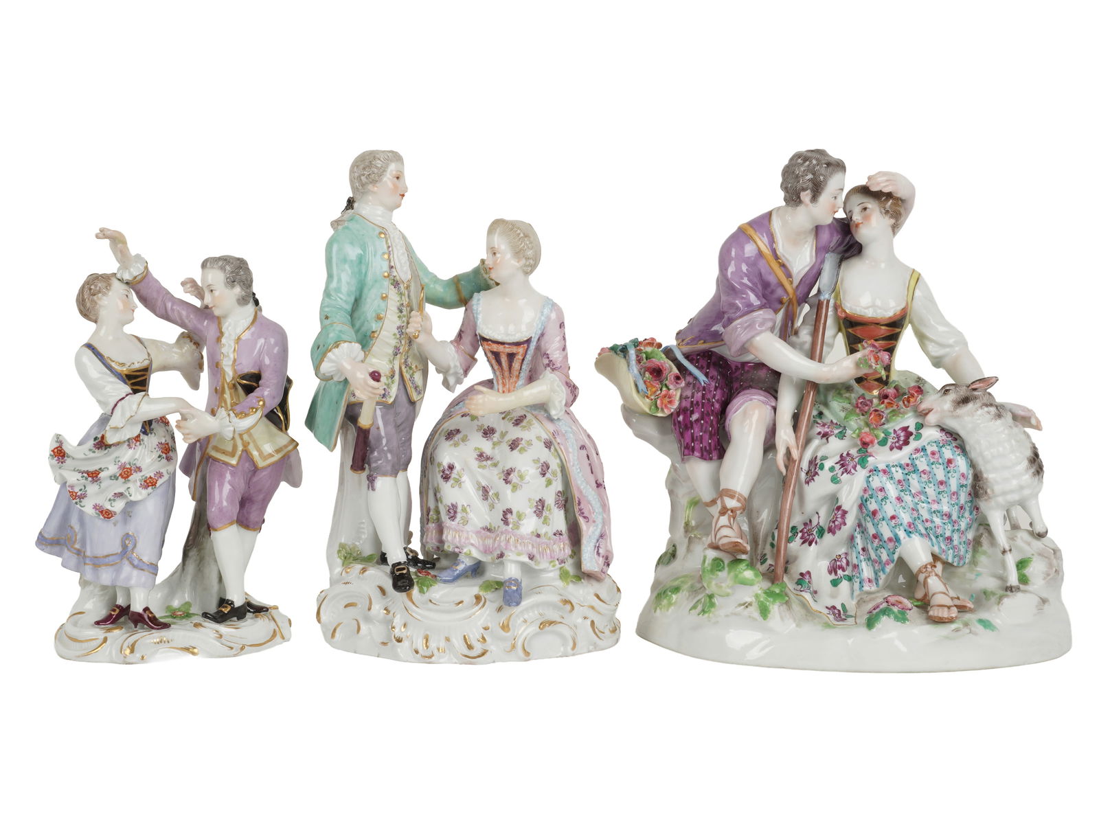 Three Meissen Porcelain Figural Groups (1 of 10)