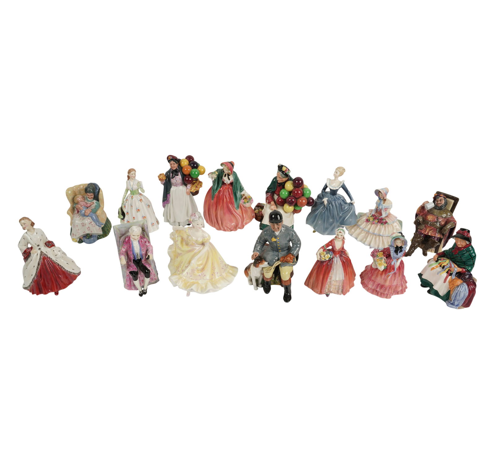 A Group of Royal Doulton Porcelain Figures: each marked [15 pieces]