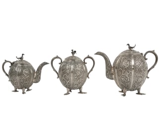 An .800 Silver Three-Piece Tea Service