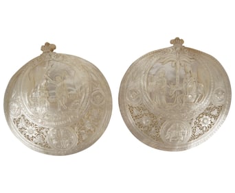 Two Mother-of-Pearl Incised and Pierced Plaques