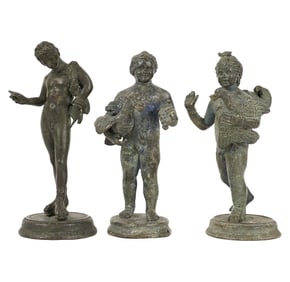 Three Classical-Style Patinated Metal Figures