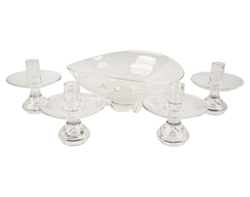 Five Steuben Glass Table Garnitures