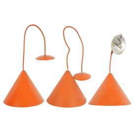 Three Alexander Girard Orange Pendant Fixtures