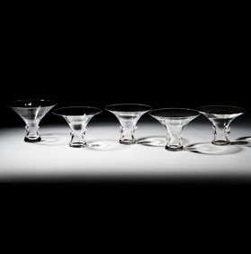 Five Steuben Footed Vases