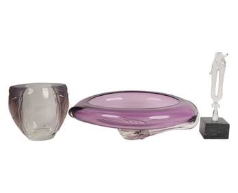 Three Art Glass Table Garnitures