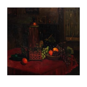 Florence Upson Young, American 1872-1974, Still Life with Urn and Fruit