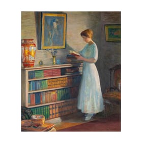 William John Edmondson, 1868-1966, Interior Scene of a Woman Reading