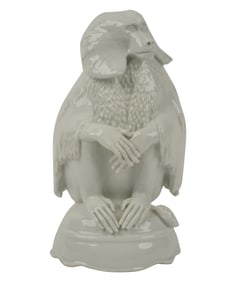 A Meissen White-Glazed Porcelain Baboon Figure