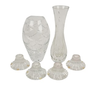 Group of Six Designer Crystal Table Articles