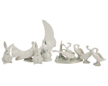 Seven Lladro Porcelain Animal Figurines