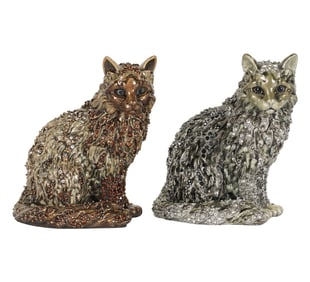 Two Jay Strongwater Enamel Cat Figurines