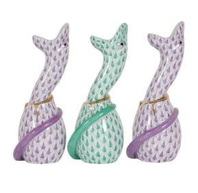 Three Herend Fishnet Snakes in Eggs