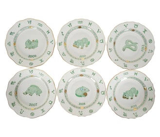 Six Herend Zodiac Porcelain Plates