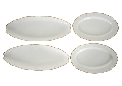 Four Anna Weatherley Designs Gold and White Porcelain Servingware