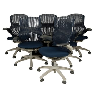 Six Knoll Blue Generation Office Chairs
