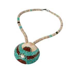 Silver, Turquoise and Shell Necklace