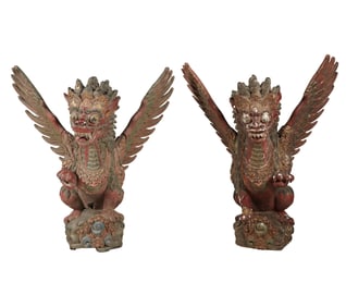 A Pair of Antique Southeast Asian Geruda Figures