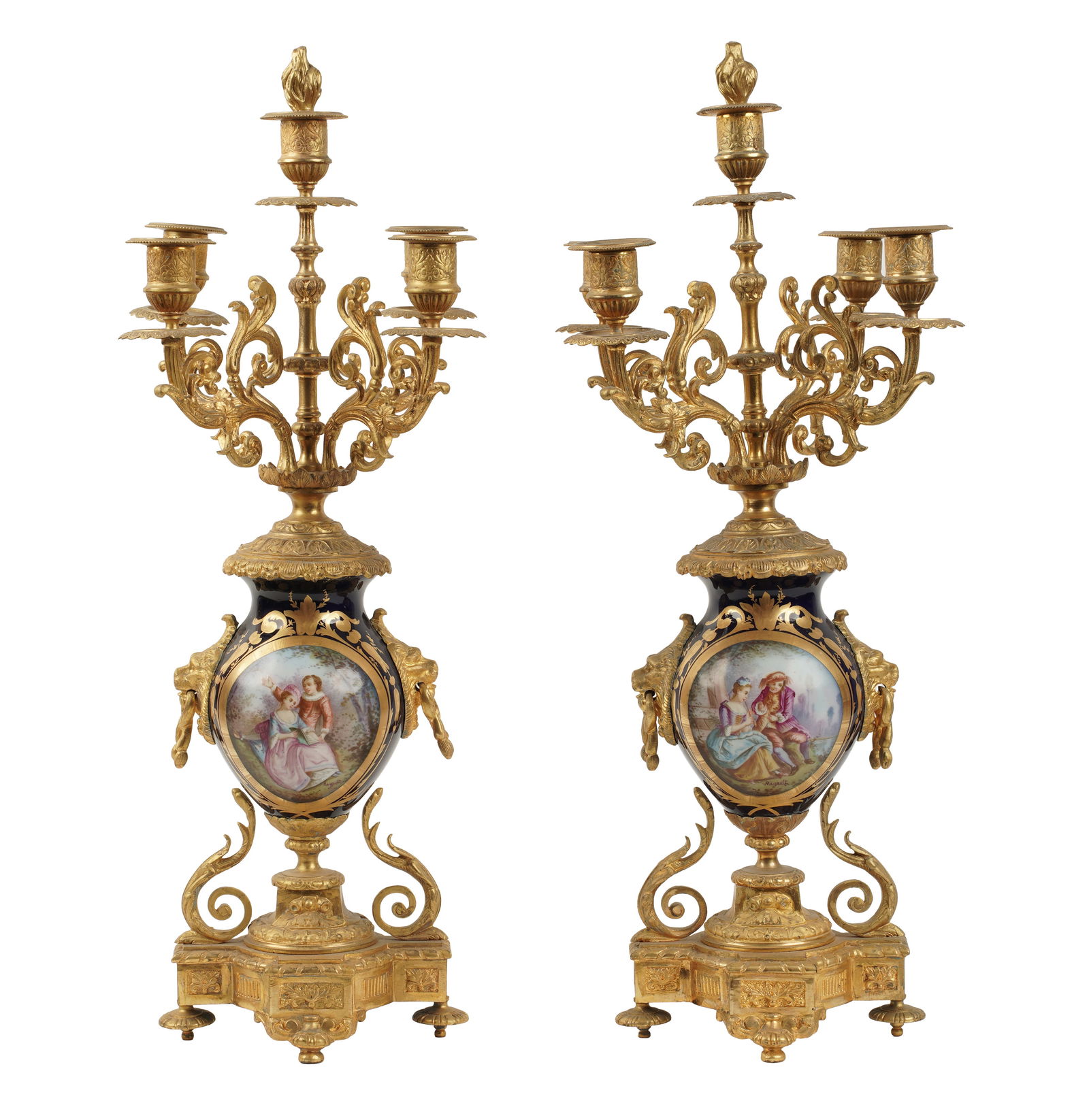 A Pair of Sevres-Style Porcelain Five-light Candelabra (1 of 12)