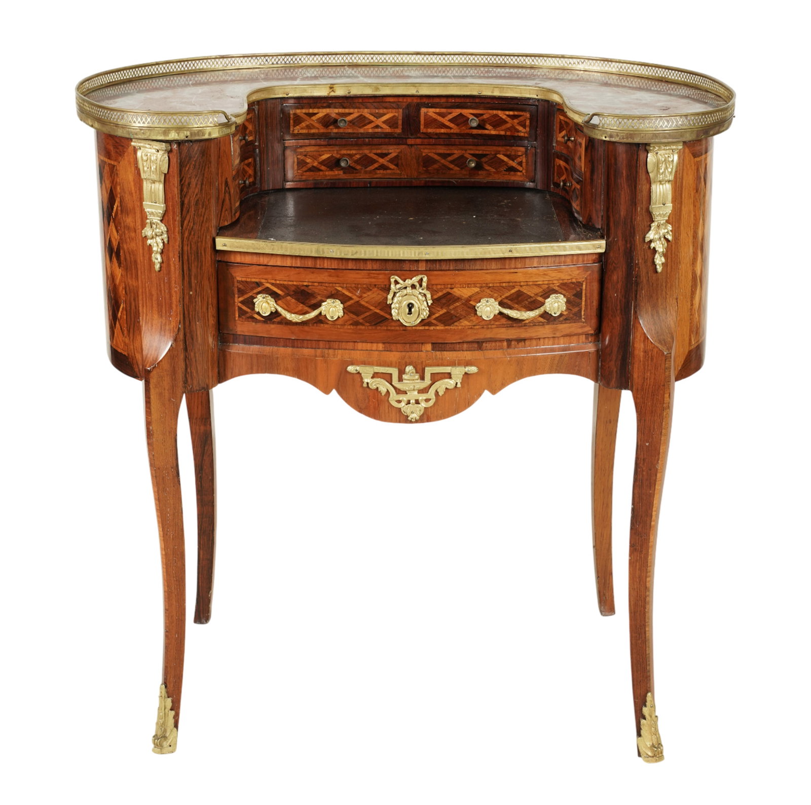 A Louis XV-Style Parquetry Bonheur Du Jour: 20th century 37 x 36 x 21 1/2 in. (94 x 91.4 x 54.6 cm.)