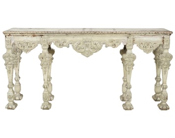 An Italian Carved and Painted Wood Console Table