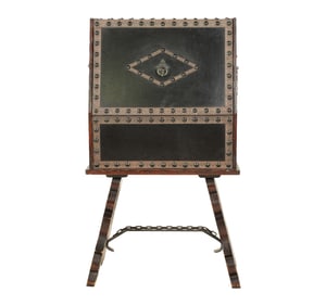 A Spanish Baroque-Style Leather-Clad Drop-Front Desk