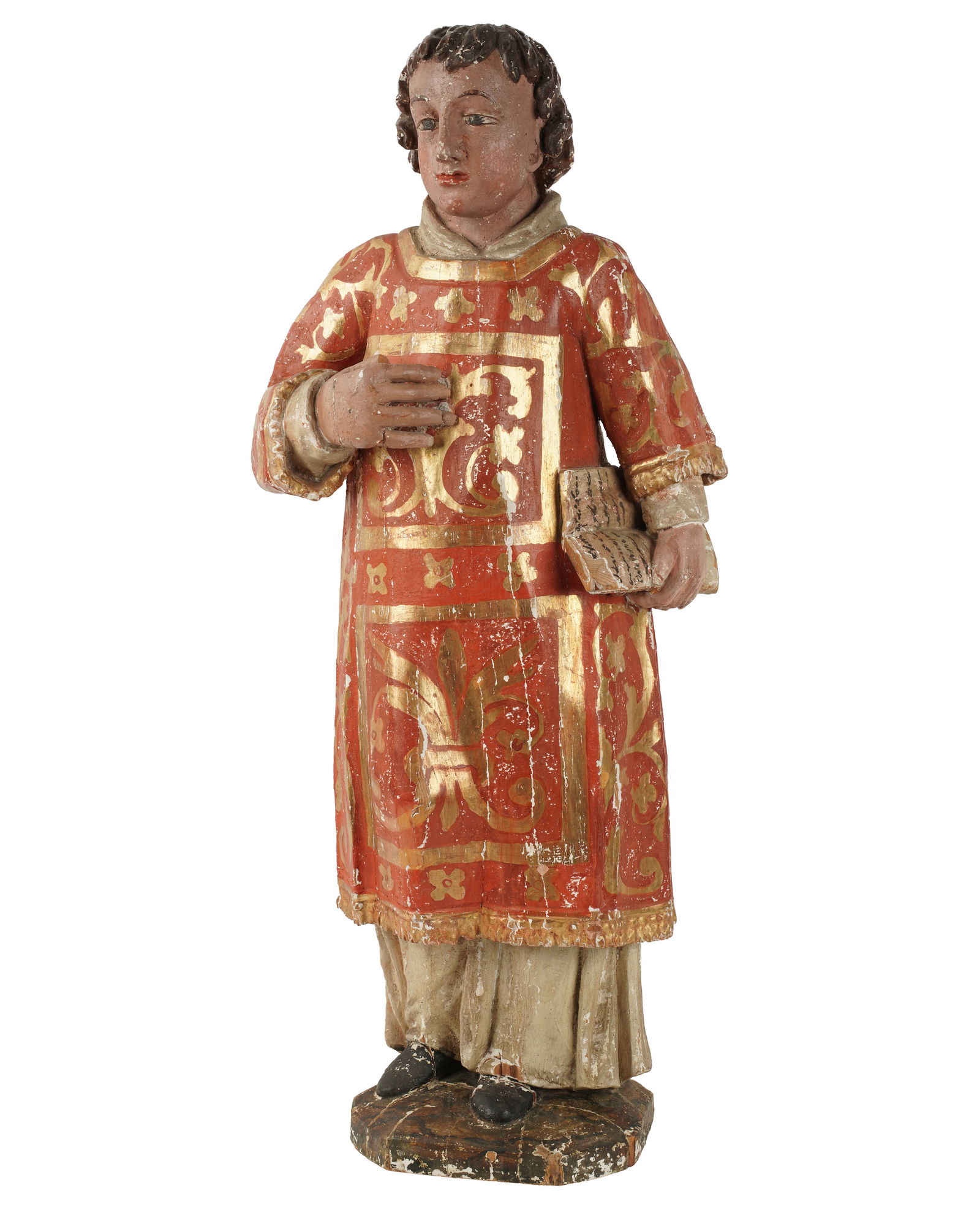 A Santo Figure: gilt and painted wood 36 1/2 in. (92.7 cm.) high