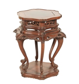 A Chinese Carved Hardwood Taboret