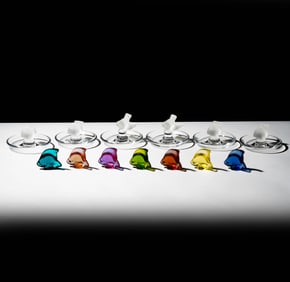 A Group of Lalique Glass Bird Ring Trays and Fish FIgures