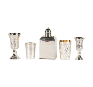 A Group of Five Silver Vessels