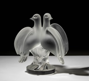A Lalique Frosted Glass Dove Sculpture