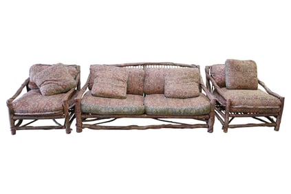 A James Rannefold Coyote Stick Sofa and Two Chairs