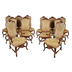 A Set of 12 Fortuny Fabric-Upholstered Dining Chairs