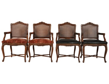 A Set of Four Louis XV Style Fruitwood Fauteuils