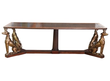 A Metal-Inlaid Inlaid Dining Table