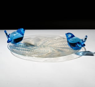 A Lalique-Style Glass Bird Plate