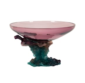 A Daum Amethyst Glass and Pate de Verre Bacchus Center Bowl
