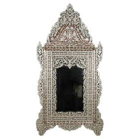 A Large Moorish-Style Mother of Pearl-Inlaid Wall Mirror