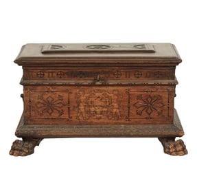 An Antique Carved Walnut Coffer