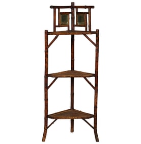 A French Bamboo Corner Etagere