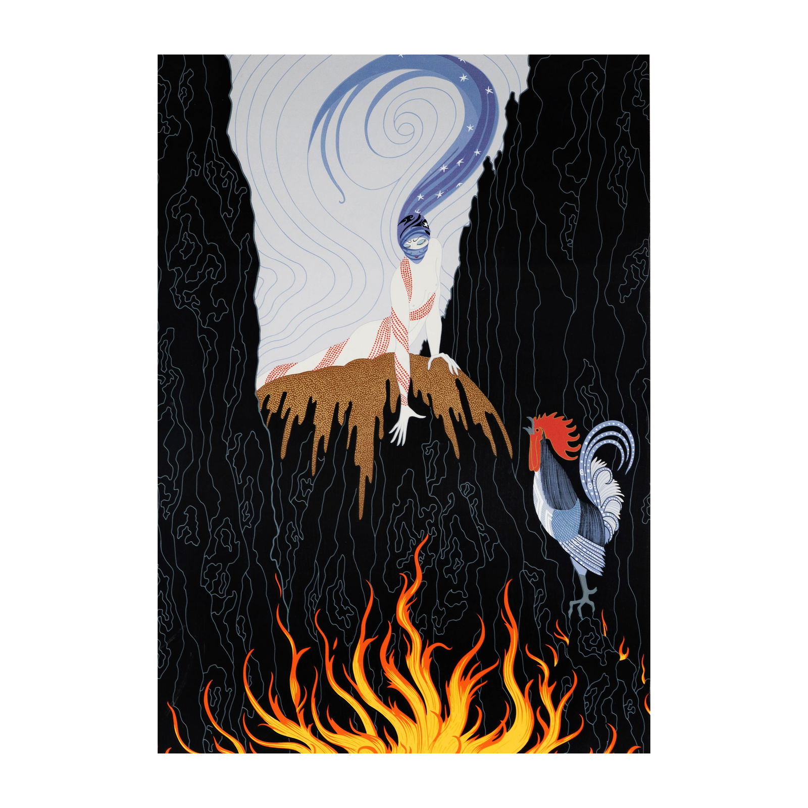 Erte (Romain De Tirtoff), 1892-1990, French Rooster: serigraph ed. AP 15/50; signed and numbered in pencil Sight: 29 1/2 x 21 in. (74.9 x 53.3 cm.) Frame: 37 3/4 x 29 1/4 in. (95.9 x 74.3 cm.)