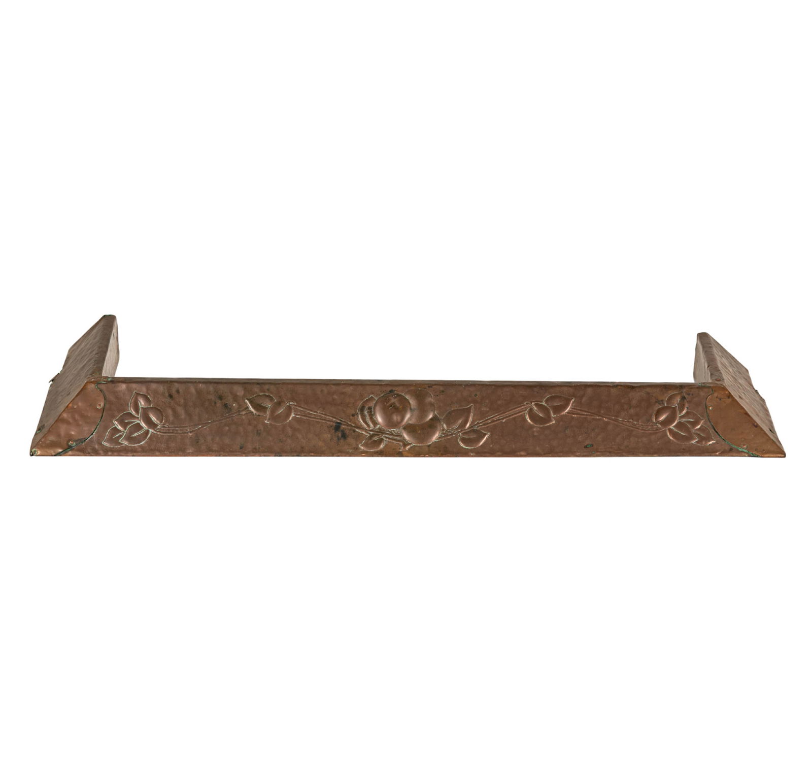 An Arts and Crafts Copper Fire Surround: with leaf motif