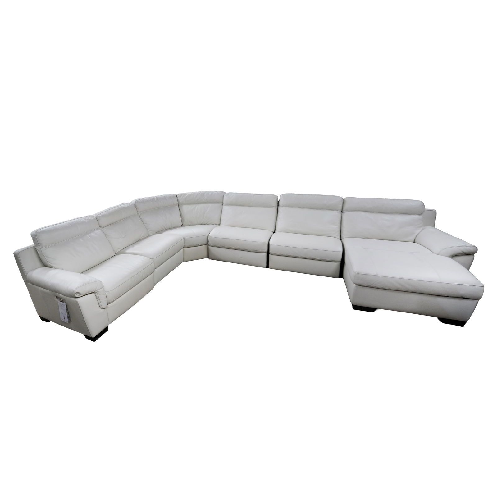A Natuzzi Italian White Leather Sectional Sofa (1 of 11)