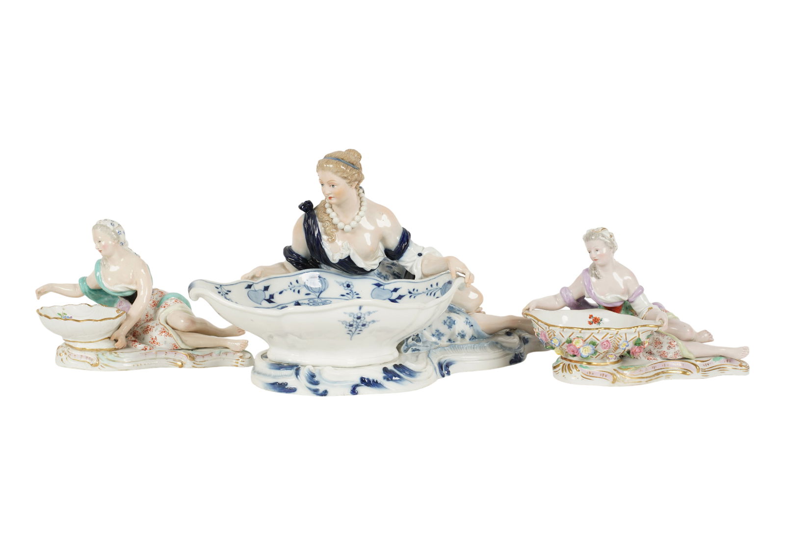 Three Meissen Porcelain Figural Bowls (1 of 11)