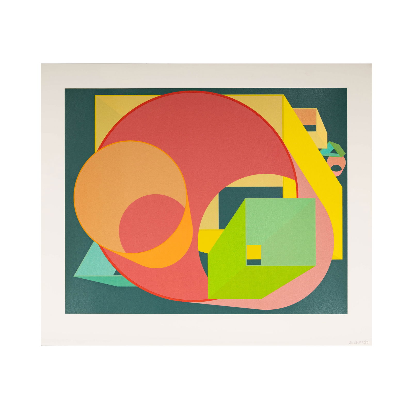 Al Held, 1928-2005, Scholes I: screenprint in colors on paper ed. 57/80 signed and numbered in pencil lower right; published by Mezzanine Galley, Metropolitan Museum of Art and with their embossed seal lower right Sheet: 29 x 34 in