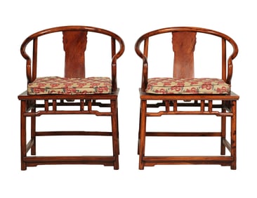 A Pair of Chinese Horseshoe Armchairs