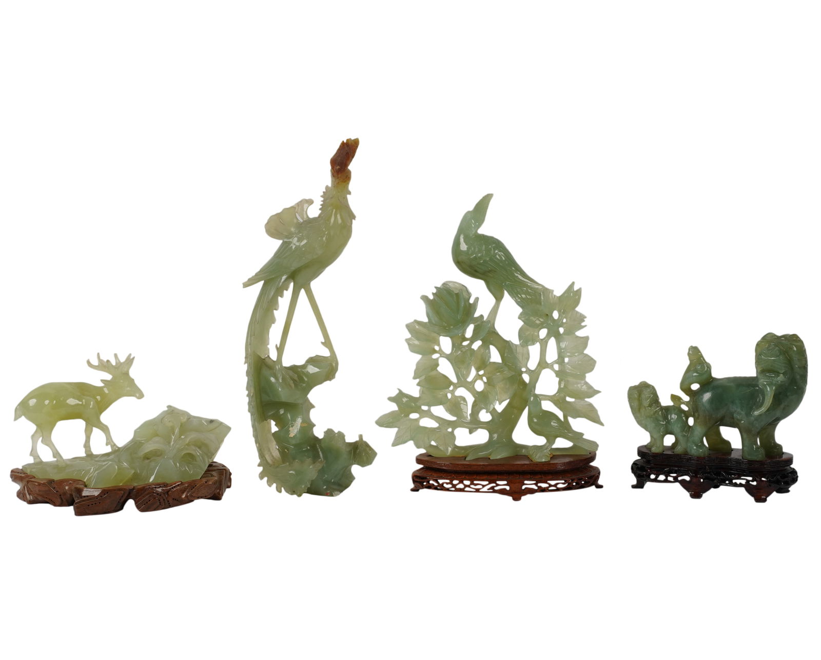 Four Chinese Green Stone Carvings (1 of 6)