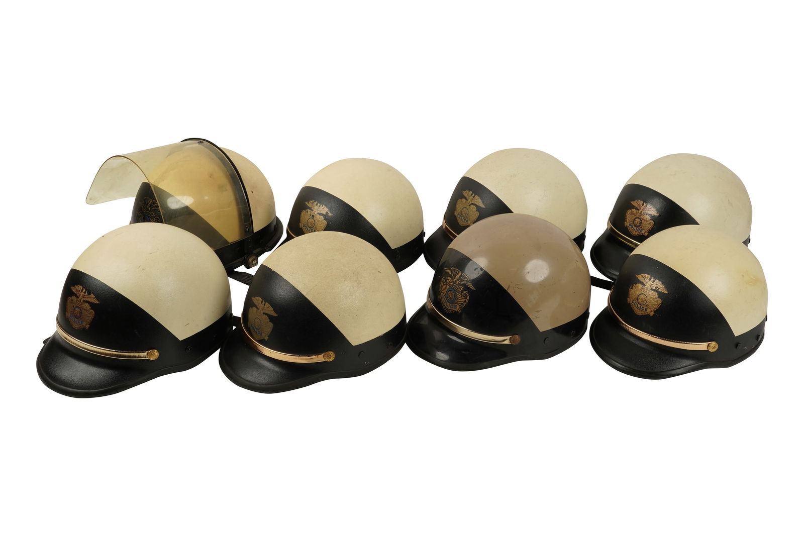 Eight Vintage Police Motorcycle Helmets (1 of 11)