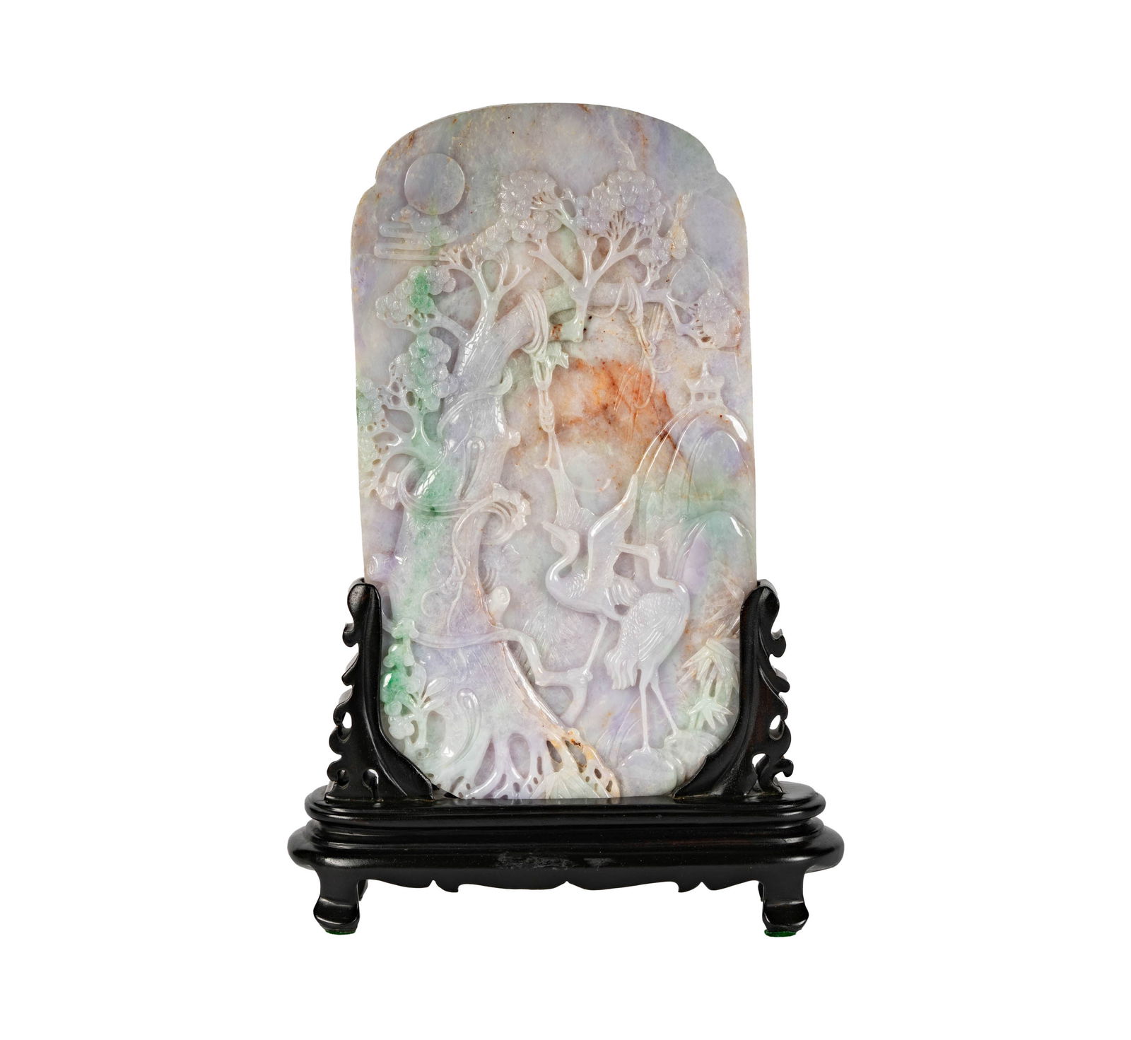 A Chinese Carved Lavender and Green Jade Table Screen (1 of 8)