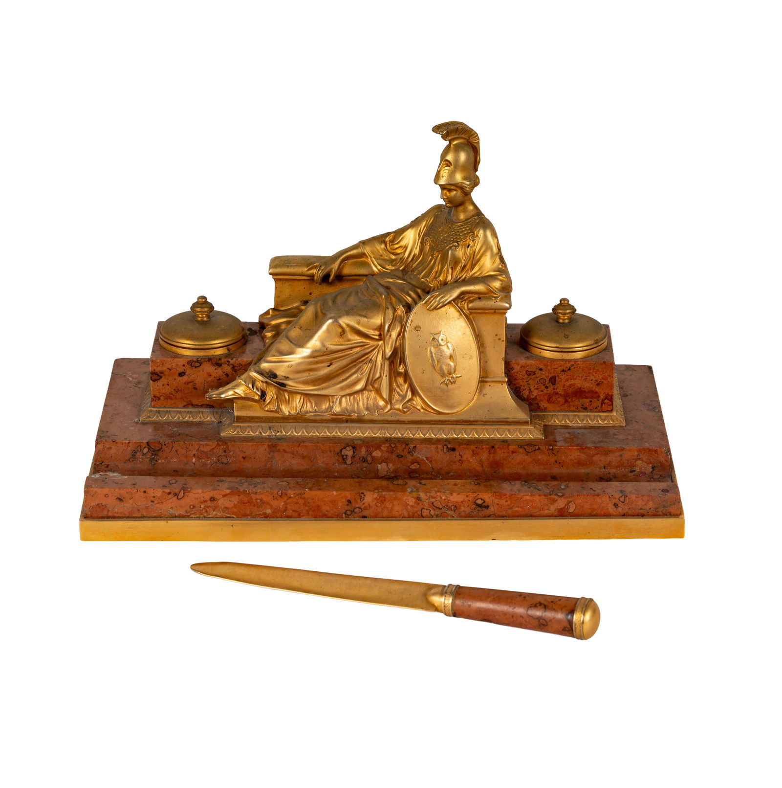 A French Empire-Style Gilt Bronze and Marble Desk Set (1 of 15)
